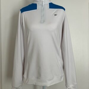 Vineyard Vines Performance Small 1/4 Zip White/Blue Colorblock Pullover